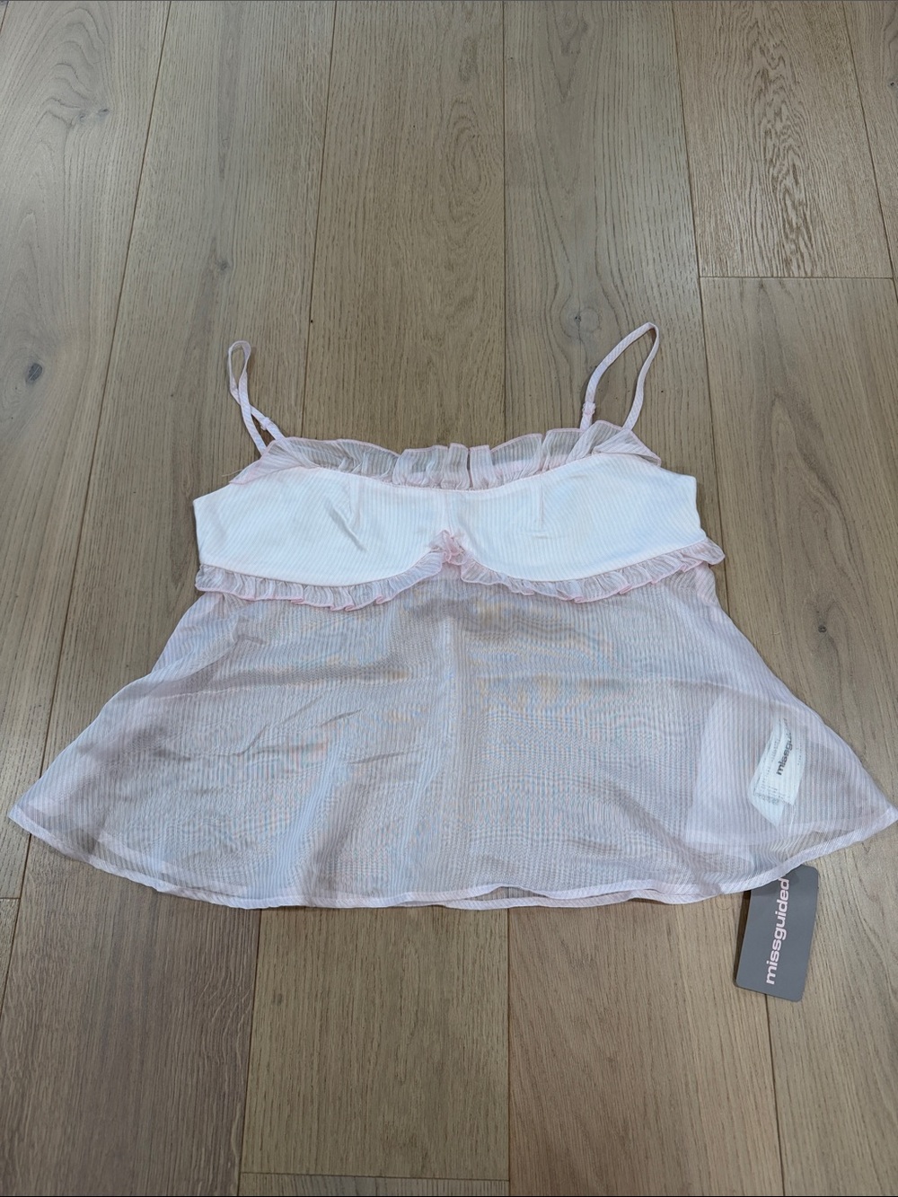 NWT Missguided Pink Ruffle-Trim Cami Top Size Large